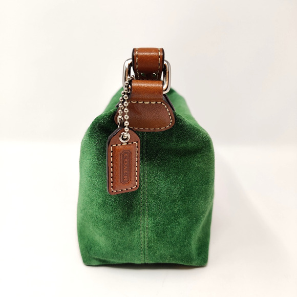 NWT Coach Green Suede Top Handle Mini Purse Small Bag Handbag Silver/Leaf F40577 - Picture 10 of 16